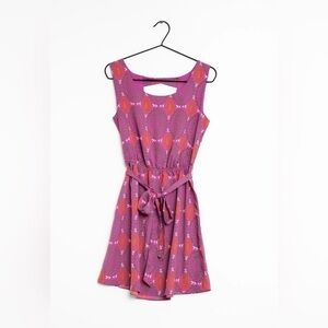 GAP Printed Tie Waist Mini Dress Purple Orange Boho Y2K
